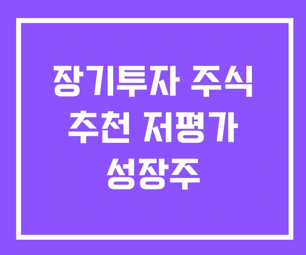 장기투자 주식 추천 저평가 성장주 장기투자 주식 추천 저평가 성장주