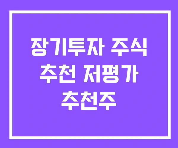 장기투자 주식 추천 저평가 추천주 장기투자 주식 추천 저평가 추천주