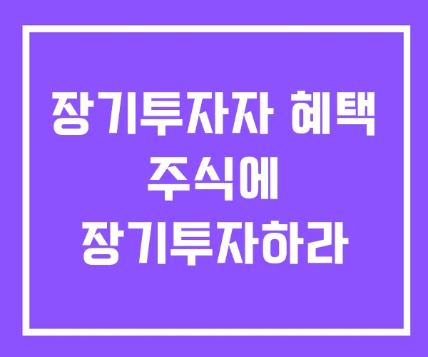 장기투자자 혜택 주식에 장기투자하라 장기투자자 혜택 주식에 장기투자하라