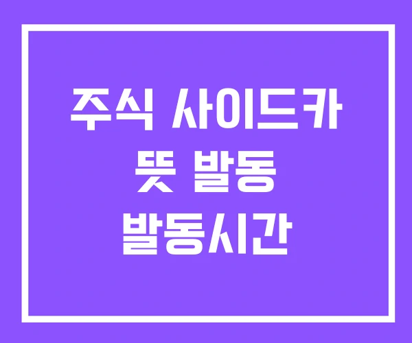 주식 사이드카 뜻 발동 발동시간 주식 사이드카 뜻 발동 발동시간