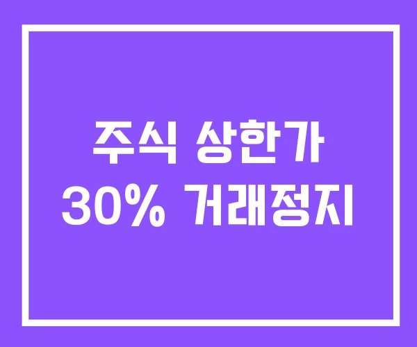 주식 상한가 30% 거래정지 주식 상한가 30% 거래정지