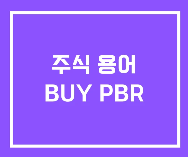 주식 용어 BUY PBR
