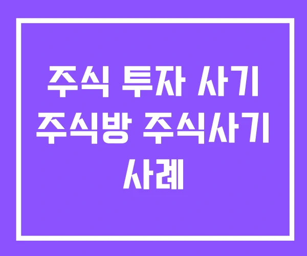 주식 투자 사기 주식방 주식사기 사례 주식 투자 사기 주식방 주식사기 사례
