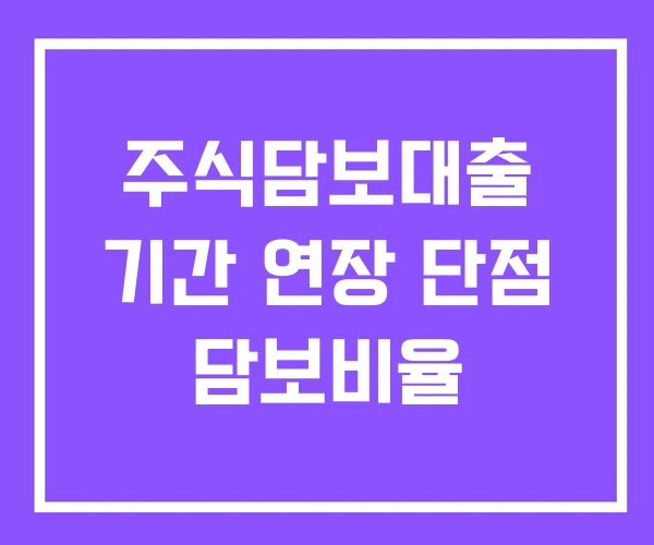 주식담보대출 기간 연장 단점 담보비율 주식담보대출 기간 연장 단점 담보비율