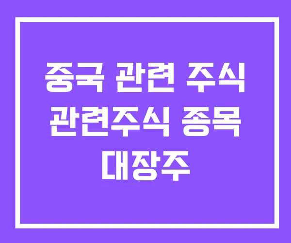 중국 관련 주식 관련주식 종목 대장주 중국 관련 주식 관련주식 종목 대장주