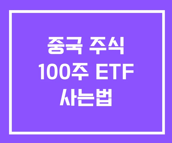 중국 주식 100주 ETF 사는법