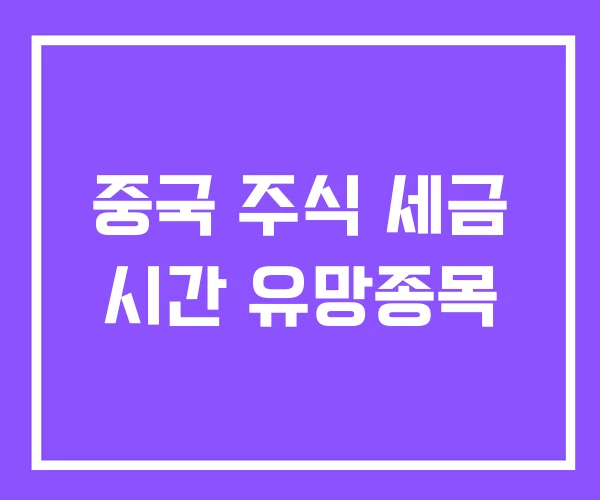 중국 주식 세금 시간 유망종목