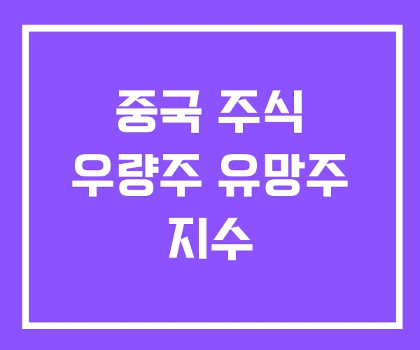 중국 주식 우량주 유망주 지수 중국 주식 우량주 유망주 지수