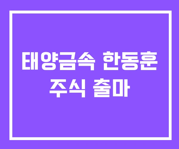 태양금속 한동훈 주식 출마 태양금속 한동훈 주식 출마