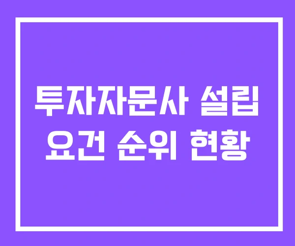 투자자문사 설립 요건 순위 현황 투자자문사 설립 요건 순위 현황