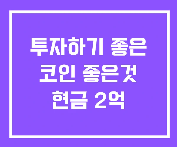 투자하기 좋은 코인 좋은것 현금 2억 투자하기 좋은 코인 좋은것 현금 2억