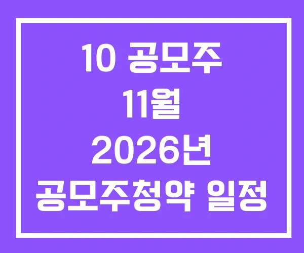 10 공모주 11월 2026년 공모주청약 일정