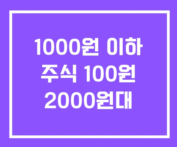1000원 이하 주식 100원 2000원대 1000원 이하 주식 100원 2000원대