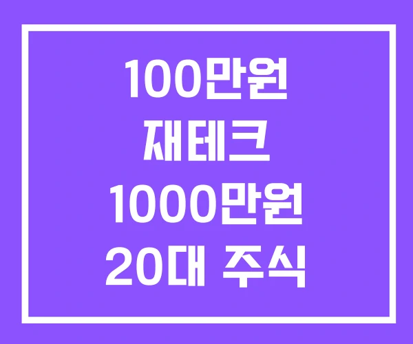 100만원 재테크 1000만원 20대 주식 포트폴리오