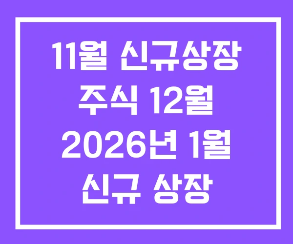 11월 신규상장 주식 12월 2026년 1월 신규 상장