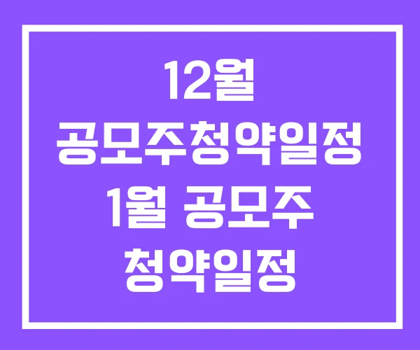 12월 공모주청약일정 1월 공모주 청약일정 2025년