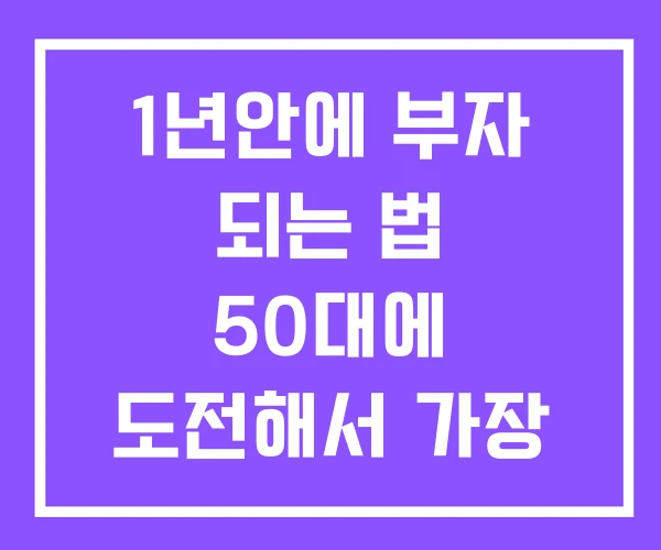 1년안에 부자 되는 법 50대에 도전해서 가장 빨리