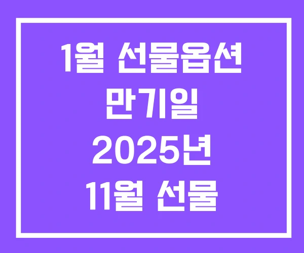 1월 선물옵션 만기일 2025년 11월 선물 옵션 1월 선물옵션 만기일 2025년 11월 선물 옵션