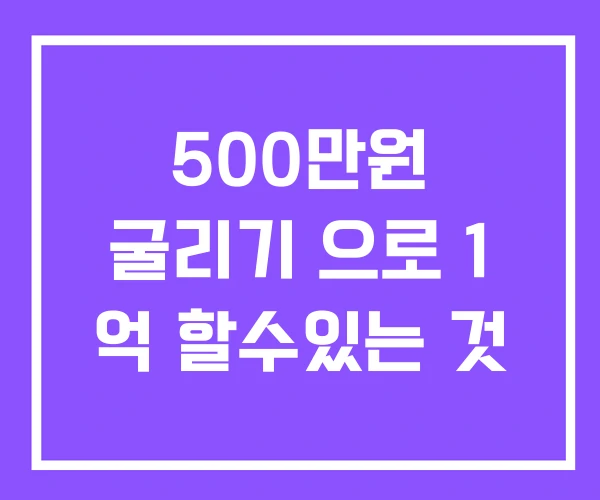 500만원 굴리기 으로 1 억 할수있는 것 500만원 굴리기 으로 1 억 할수있는 것