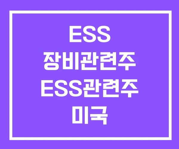 ESS 장비관련주 ESS관련주 미국 ESS관련주식 ESS 장비관련주 ESS관련주 미국 ESS관련주식