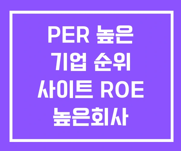 PER 높은 기업 순위 사이트 ROE 높은회사