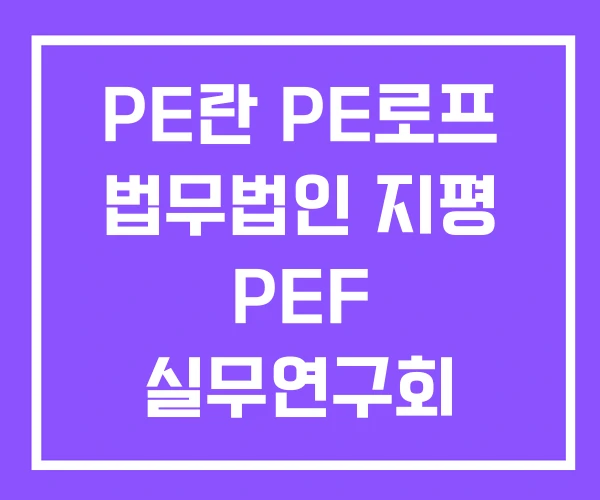 PE란 PE로프 법무법인 지평 PEF 실무연구회 PE란 PE로프 법무법인 지평 PEF 실무연구회