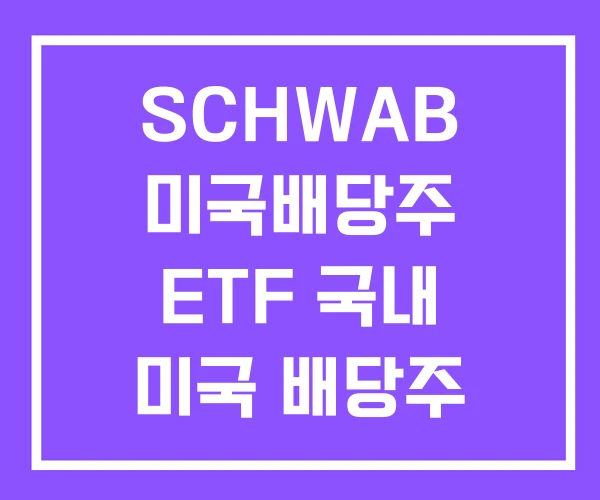 SCHWAB 미국배당주 ETF 국내 미국 배당주 SCHWAB 미국배당주 ETF 국내 미국 배당주