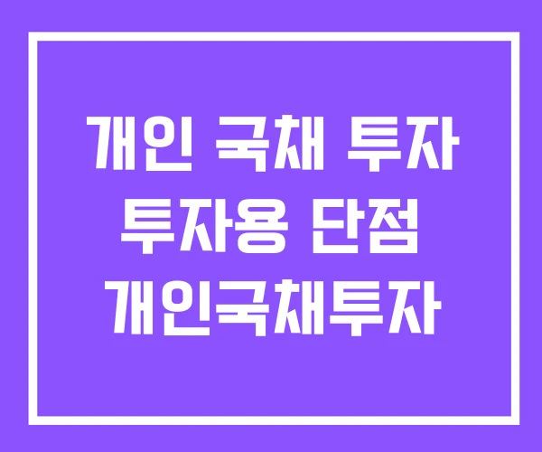 개인 국채 투자 투자용 단점 개인국채투자